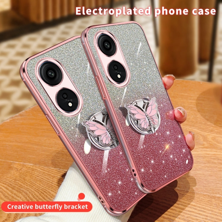 For OPPO A1 Pro Plated Gradient Glitter Butterfly Holder TPU Phone Case
