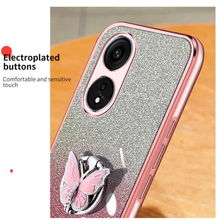 For OPPO A1 Pro Plated Gradient Glitter Butterfly Holder TPU Phone Case