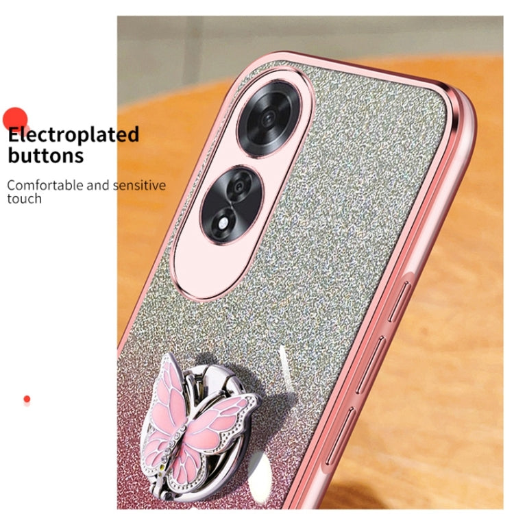 For OPPO A60 Plated Gradient Glitter Butterfly Holder TPU Phone Case
