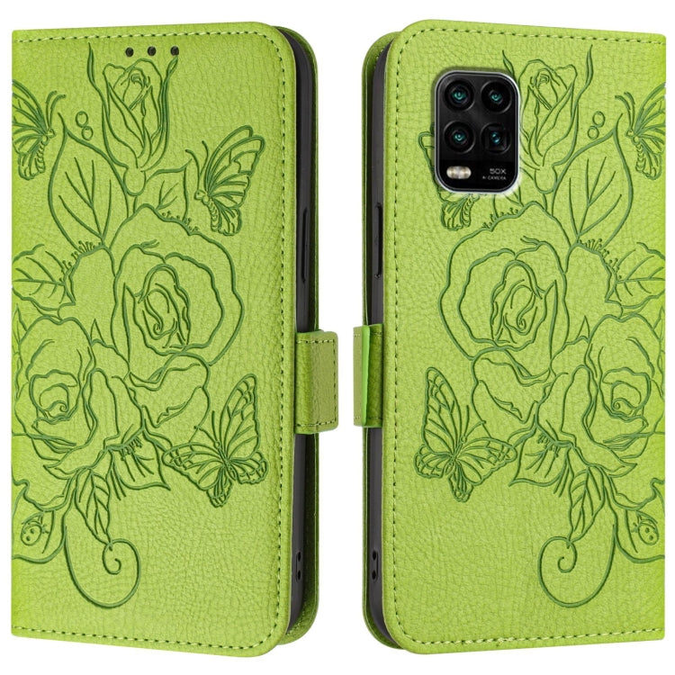 For Xiaomi Mi 10 Lite Embossed Rose RFID Anti-theft Leather Phone Case