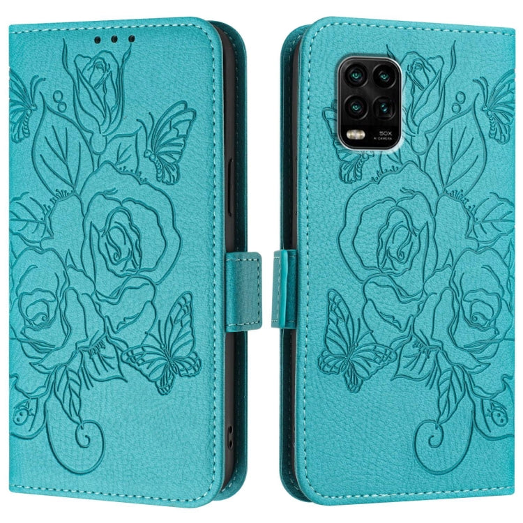 For Xiaomi Mi 10 Lite Embossed Rose RFID Anti-theft Leather Phone Case