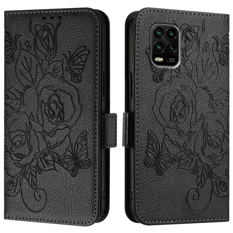 For Xiaomi Mi 10 Lite Embossed Rose RFID Anti-theft Leather Phone Case