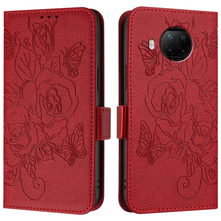 For Xiaomi Mi 10T Lite 5G Embossed Rose RFID Anti-theft Leather Phone Case