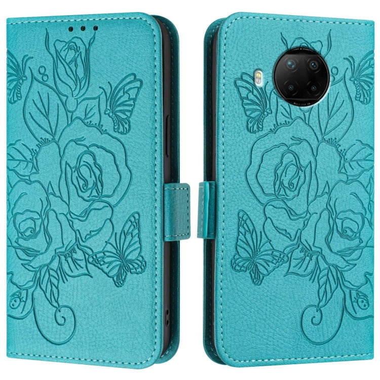 For Xiaomi Mi 10T Lite 5G Embossed Rose RFID Anti-theft Leather Phone Case
