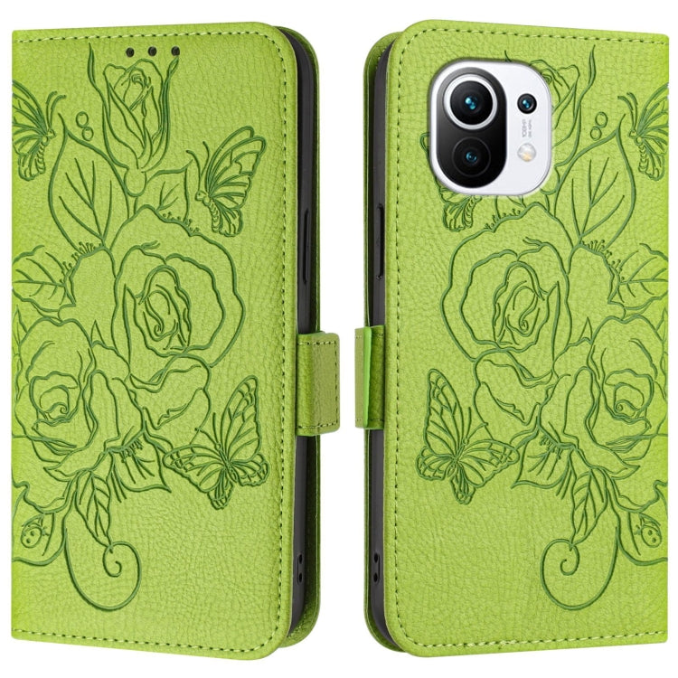 For Xiaomi Mi 11 Embossed Rose RFID Anti-theft Leather Phone Case