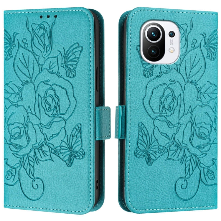 For Xiaomi Mi 11 Embossed Rose RFID Anti-theft Leather Phone Case