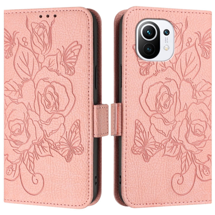 For Xiaomi Mi 11 Embossed Rose RFID Anti-theft Leather Phone Case