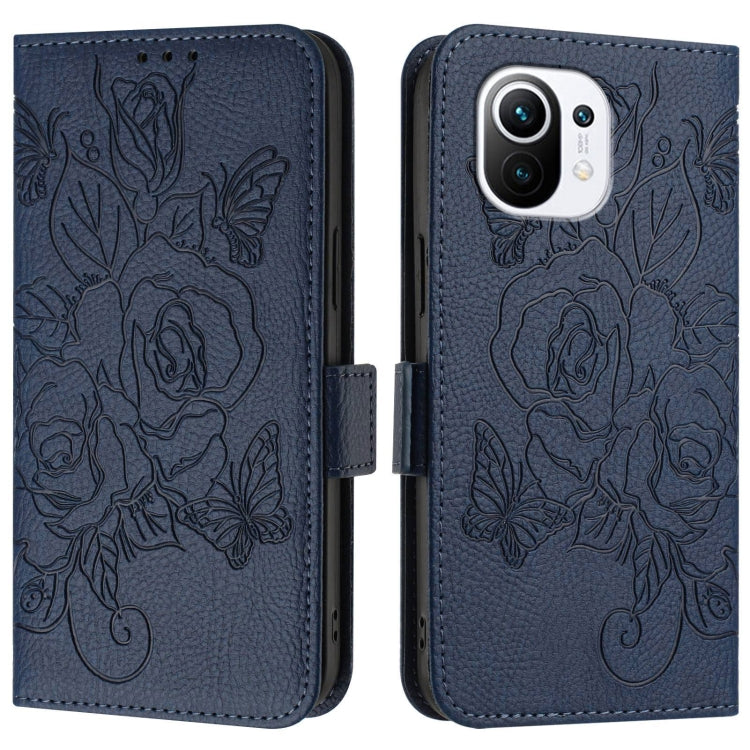 For Xiaomi Mi 11 Embossed Rose RFID Anti-theft Leather Phone Case
