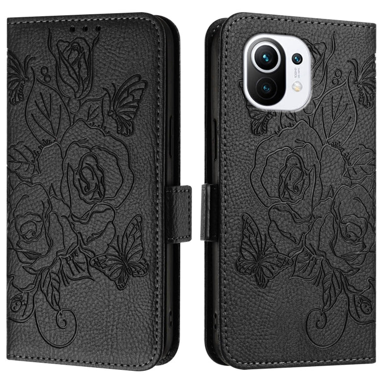 For Xiaomi Mi 11 Embossed Rose RFID Anti-theft Leather Phone Case
