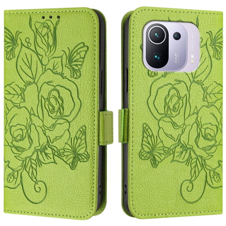 For Xiaomi Mi 11 Pro Embossed Rose RFID Anti-theft Leather Phone Case