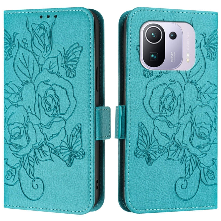 For Xiaomi Mi 11 Pro Embossed Rose RFID Anti-theft Leather Phone Case