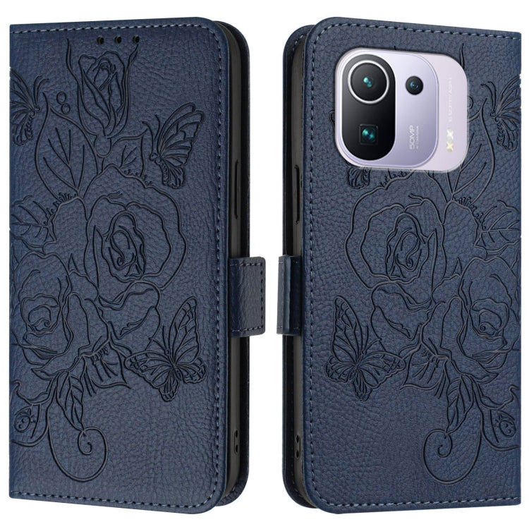 For Xiaomi Mi 11 Pro Embossed Rose RFID Anti-theft Leather Phone Case