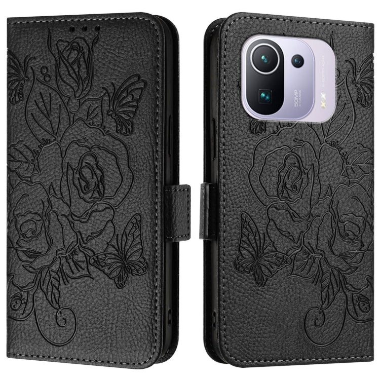 For Xiaomi Mi 11 Pro Embossed Rose RFID Anti-theft Leather Phone Case