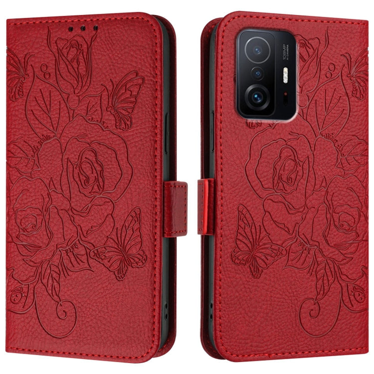 For Xiaomi 11T / 11T Pro Embossed Rose RFID Anti-theft Leather Phone Case