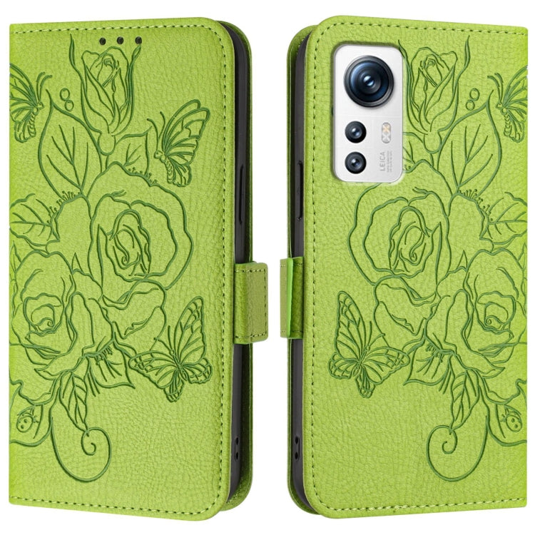 For Xiaomi 12 5G / 12X 5G / 12S 5G Embossed Rose RFID Anti-theft Leather Phone Case