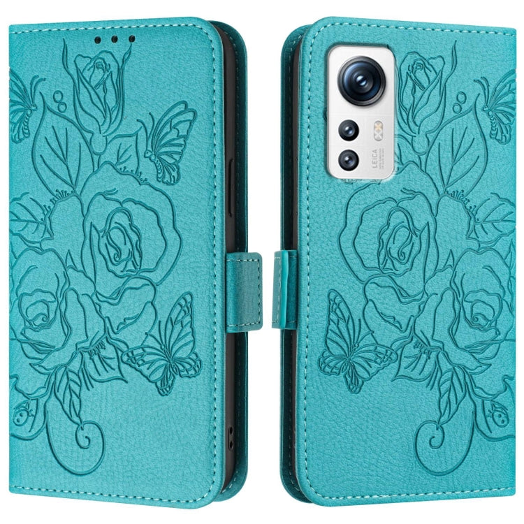 For Xiaomi 12 5G / 12X 5G / 12S 5G Embossed Rose RFID Anti-theft Leather Phone Case