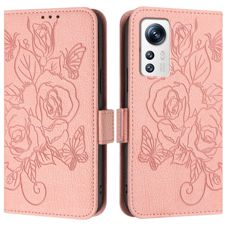 For Xiaomi 12 5G / 12X 5G / 12S 5G Embossed Rose RFID Anti-theft Leather Phone Case