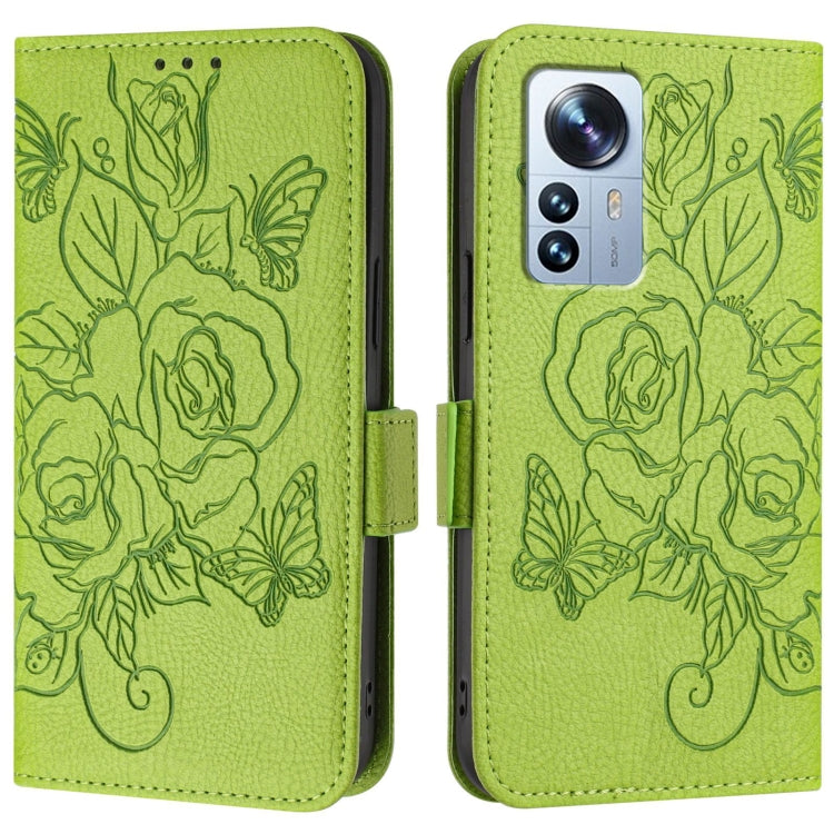 For Xiaomi 12 Pro / 12S Pro Embossed Rose RFID Anti-theft Leather Phone Case