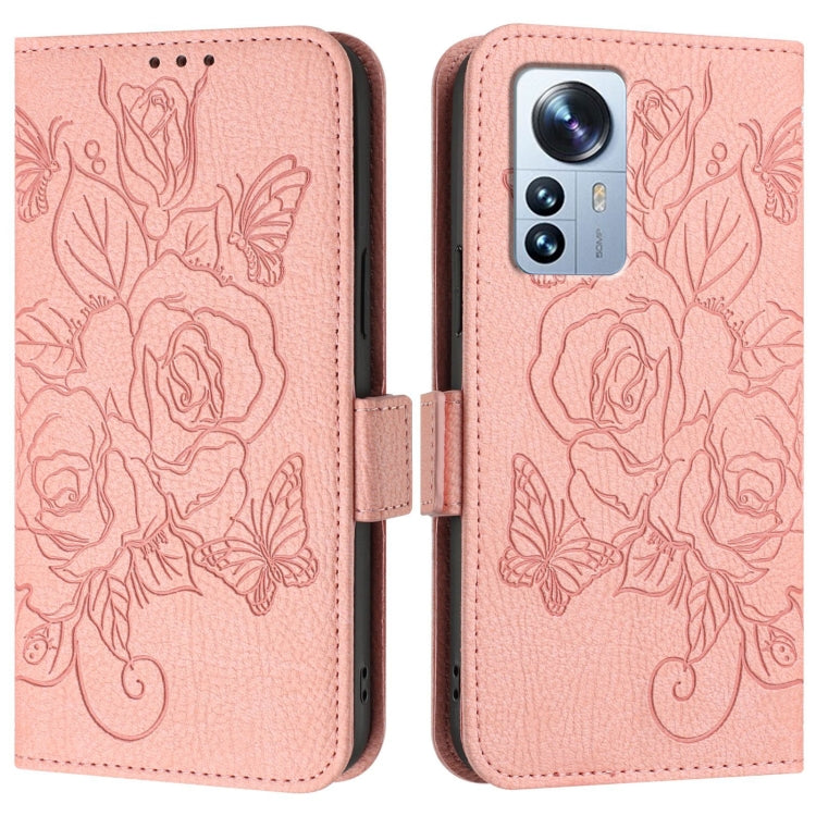 For Xiaomi 12 Pro / 12S Pro Embossed Rose RFID Anti-theft Leather Phone Case