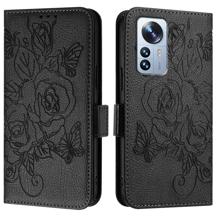 For Xiaomi 12 Pro / 12S Pro Embossed Rose RFID Anti-theft Leather Phone Case