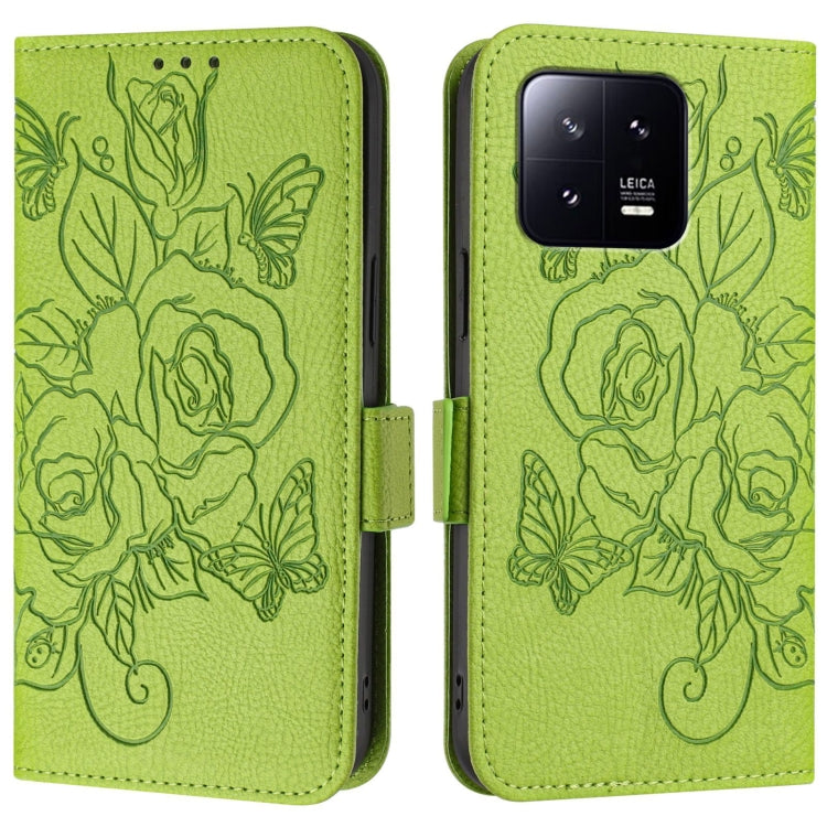 For Xiaomi 13 5G Embossed Rose RFID Anti-theft Leather Phone Case