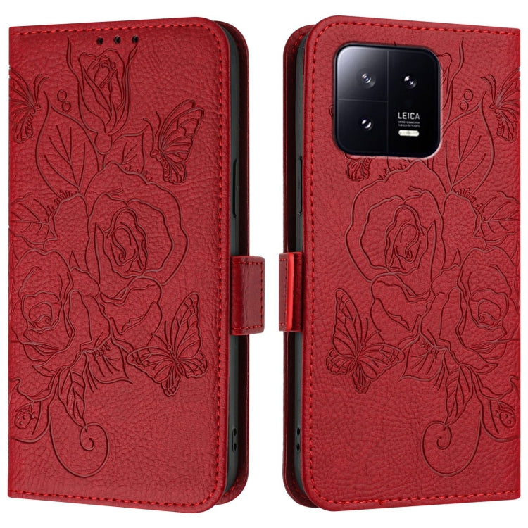 For Xiaomi 13 5G Embossed Rose RFID Anti-theft Leather Phone Case