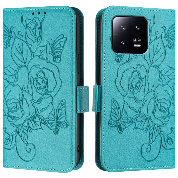 For Xiaomi 13 5G Embossed Rose RFID Anti-theft Leather Phone Case