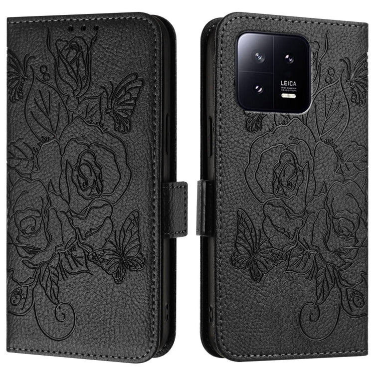 For Xiaomi 13 5G Embossed Rose RFID Anti-theft Leather Phone Case