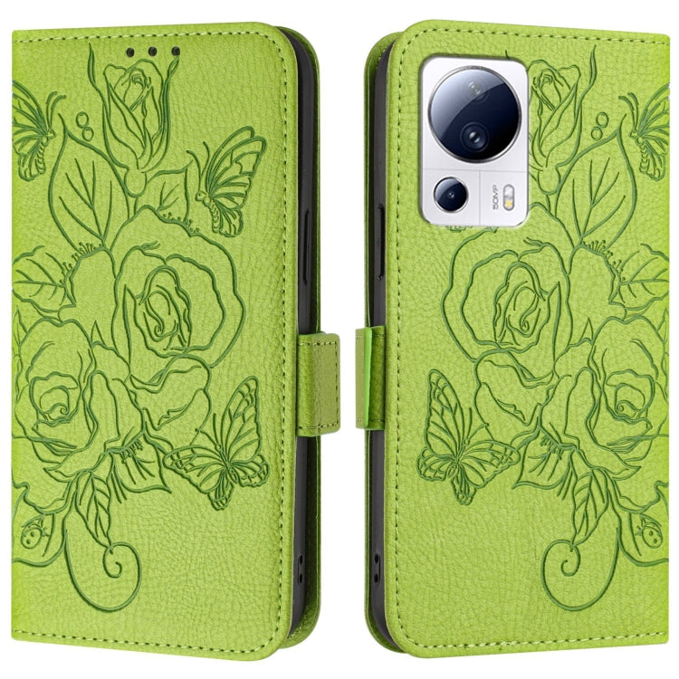 For Xiaomi 13 Lite 5G / Civi 2 Embossed Rose RFID Anti-theft Leather Phone Case