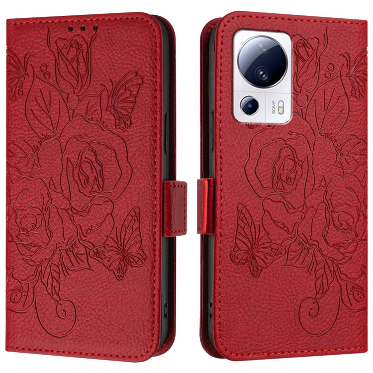 For Xiaomi 13 Lite 5G / Civi 2 Embossed Rose RFID Anti-theft Leather Phone Case