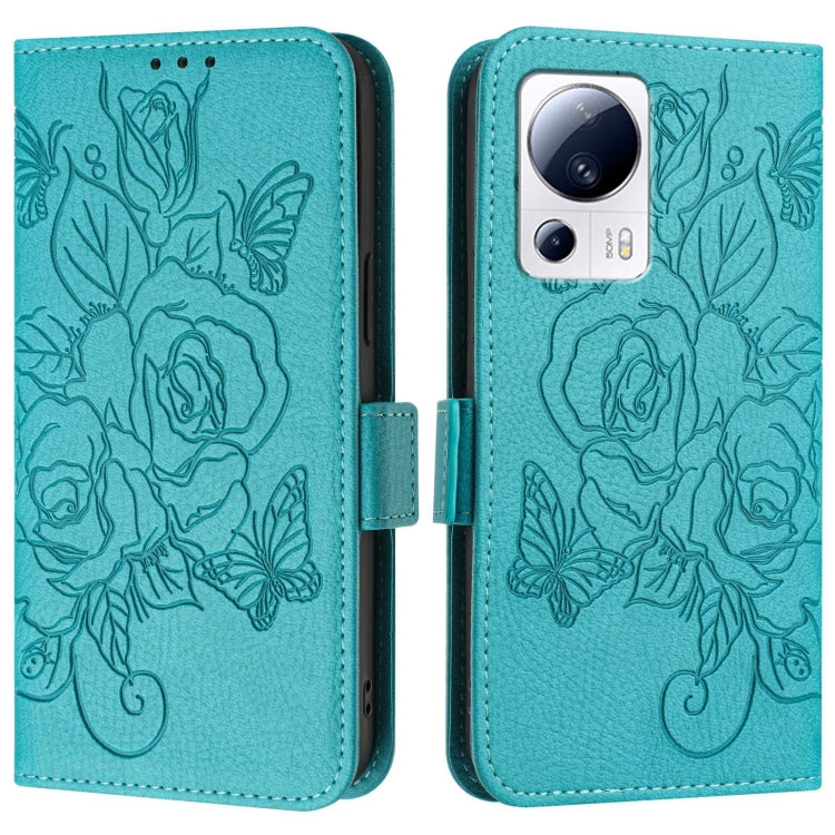 For Xiaomi 13 Lite 5G / Civi 2 Embossed Rose RFID Anti-theft Leather Phone Case