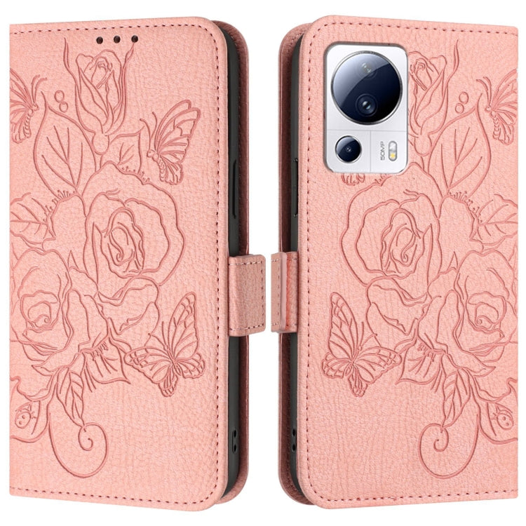 For Xiaomi 13 Lite 5G / Civi 2 Embossed Rose RFID Anti-theft Leather Phone Case