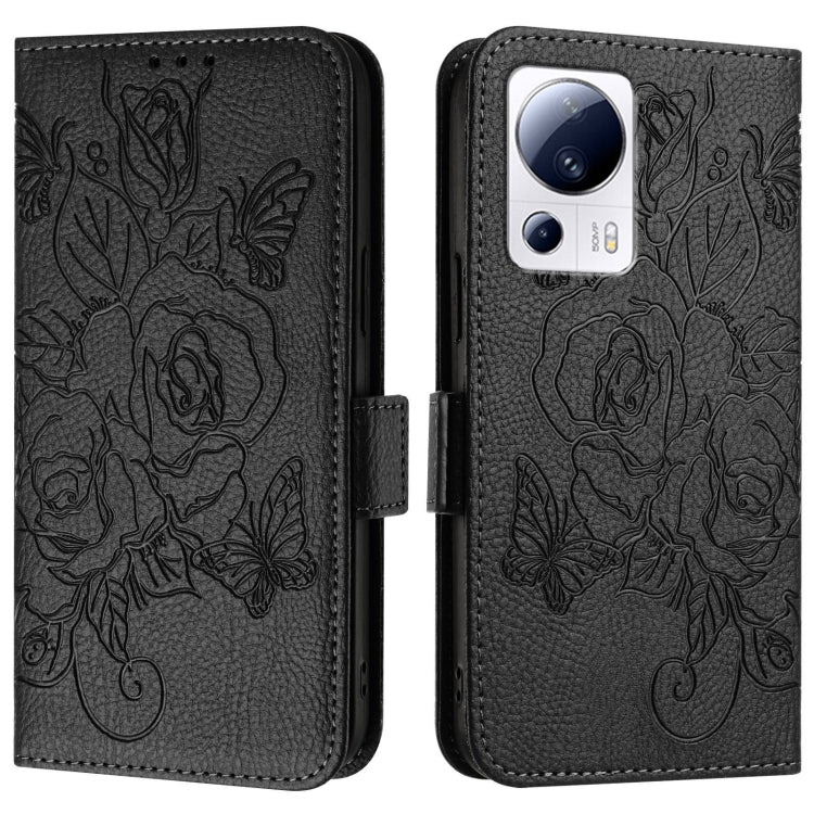 For Xiaomi 13 Lite 5G / Civi 2 Embossed Rose RFID Anti-theft Leather Phone Case