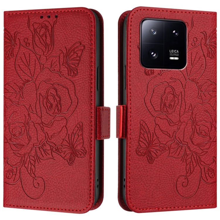 For Xiaomi 13 Pro 5G Embossed Rose RFID Anti-theft Leather Phone Case