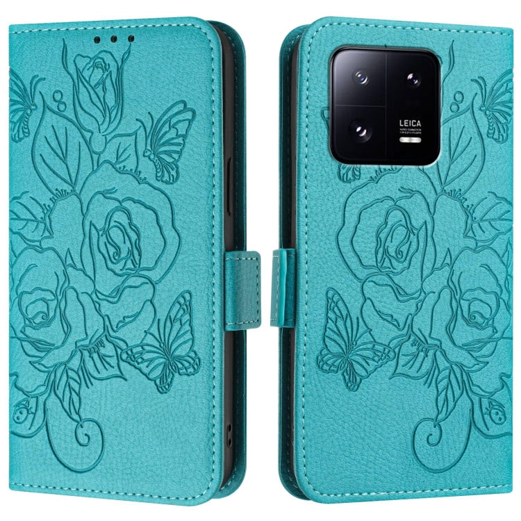 For Xiaomi 13 Pro 5G Embossed Rose RFID Anti-theft Leather Phone Case