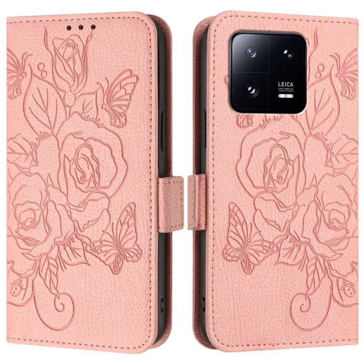 For Xiaomi 13 Pro 5G Embossed Rose RFID Anti-theft Leather Phone Case