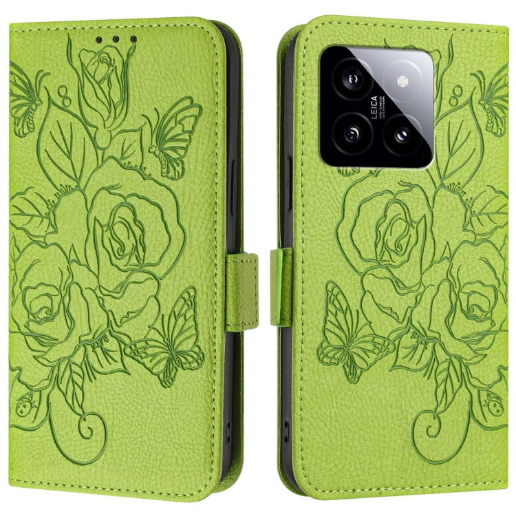 For Xiaomi 14 5G Embossed Rose RFID Anti-theft Leather Phone Case