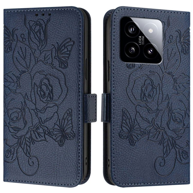 For Xiaomi 14 5G Embossed Rose RFID Anti-theft Leather Phone Case