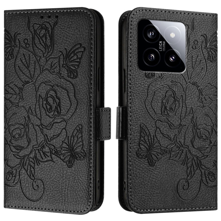 For Xiaomi 14 5G Embossed Rose RFID Anti-theft Leather Phone Case