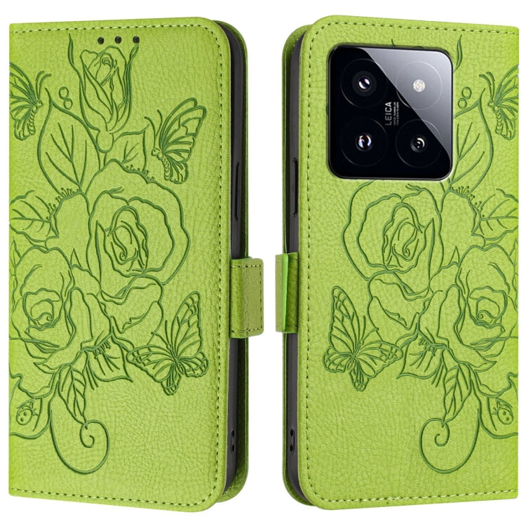 For Xiaomi 14 Pro 5G Embossed Rose RFID Anti-theft Leather Phone Case