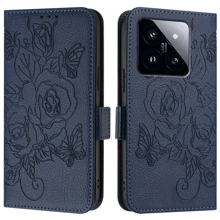 For Xiaomi 14 Pro 5G Embossed Rose RFID Anti-theft Leather Phone Case