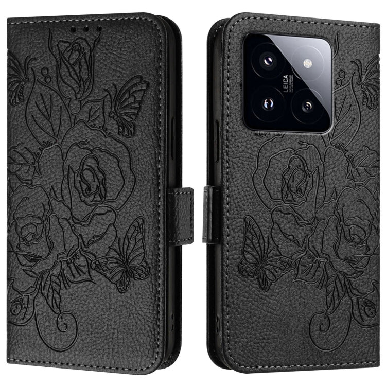 For Xiaomi 14 Pro 5G Embossed Rose RFID Anti-theft Leather Phone Case