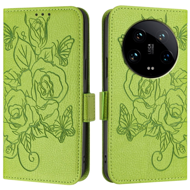 For Xiaomi 14 Ultra 5G Global Embossed Rose RFID Anti-theft Leather Phone Case