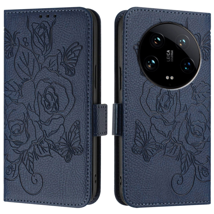 For Xiaomi 14 Ultra 5G Global Embossed Rose RFID Anti-theft Leather Phone Case