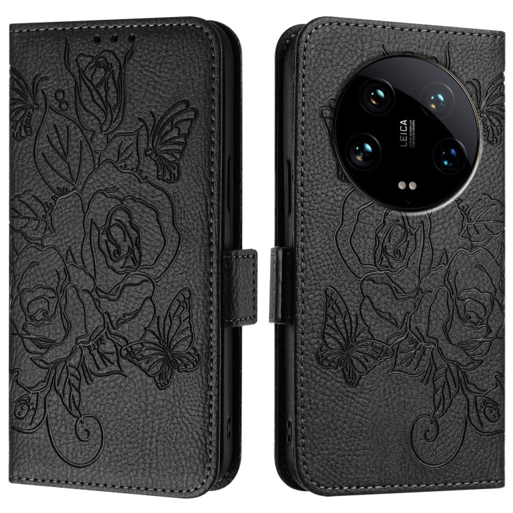 For Xiaomi 14 Ultra 5G Global Embossed Rose RFID Anti-theft Leather Phone Case