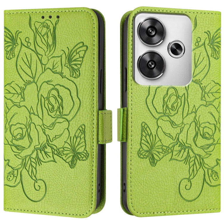 For Xiaomi Poco F6 5G Embossed Rose RFID Anti-theft Leather Phone Case