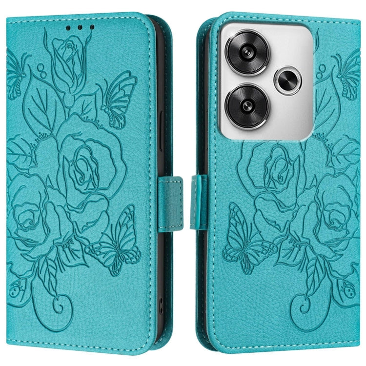 For Xiaomi Poco F6 5G Embossed Rose RFID Anti-theft Leather Phone Case