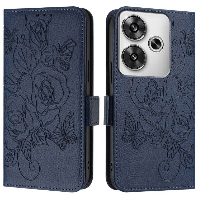 For Xiaomi Poco F6 5G Embossed Rose RFID Anti-theft Leather Phone Case