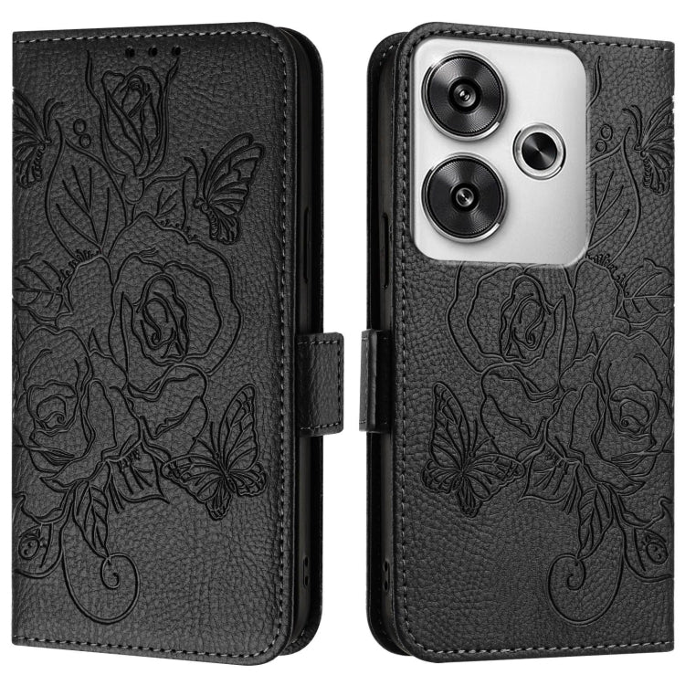 For Xiaomi Poco F6 5G Embossed Rose RFID Anti-theft Leather Phone Case