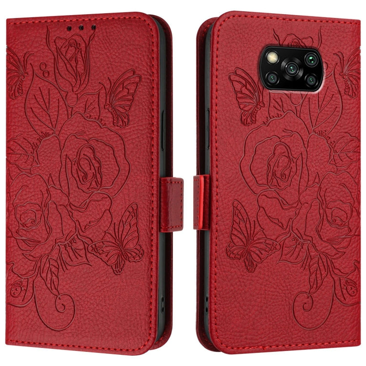 For Xiaomi Poco X3 / X3 NFC / X3 Pro Embossed Rose RFID Anti-theft Leather Phone Case